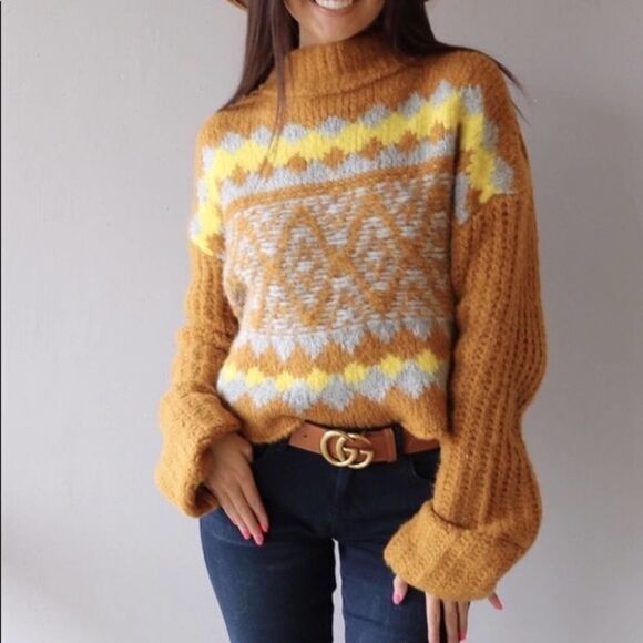 Free People Fair Isle Alpine Pullover Sweater - Picture 1 of 12